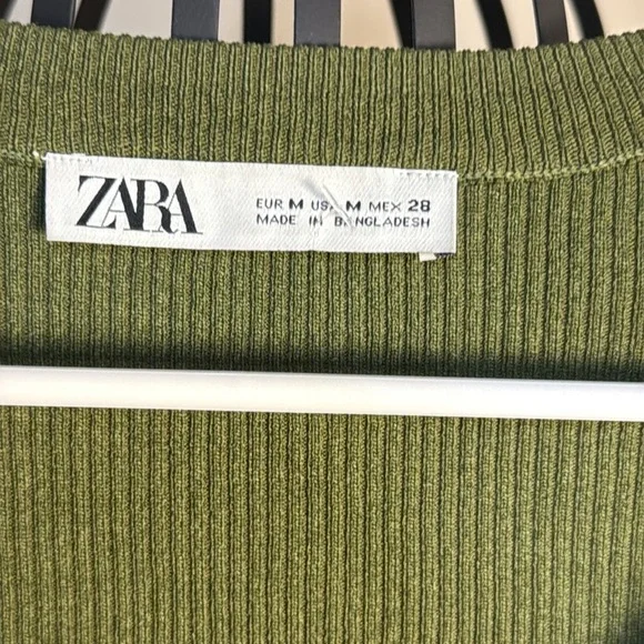 Zara Forest Green Ribbed Long Sleeve Top - Picture 3 of 5